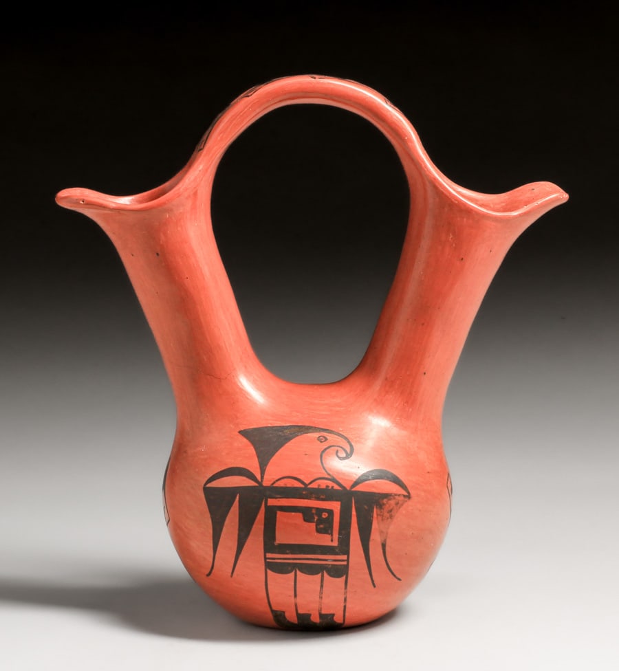 Garnet Pavatea (1915-1981) Hopi-Tewa Pottery Wedding Vase c1960s (1 of 6)