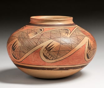 Elva Nampeyo (1926-1985) Hopi-Tewa "Migration Pattern" Polychrome Jar c1960s
