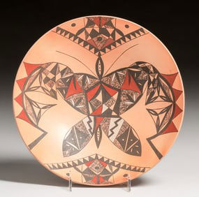 Yvonne Analla Lucas (Born 1959) Hopi-Laguna Pueblo Polychrome Tray c1990s