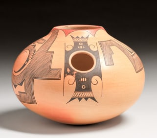 Les Namingha (Born 1968) Hopi Indian Polychrome Seed Pot c1990s