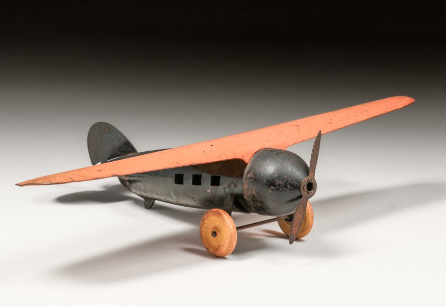 Wyandotte Steel Toy Plane c1930s: Wyandotte Steel Toy Plane c1930s. Unsigned. Original paint and general excellent condition. 18"w x 12" x 4"h FREE NATIONWIDE SHIPPING Free Nationwide Shipping within the lower 48 states for All purcha