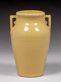 Robinson Ransbottom Pottery Large Two-Handled Yellow Floor Vase c1940