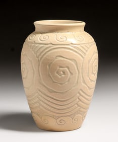 Arthur E. Baggs Hand-Carved Geometric Vase 1929