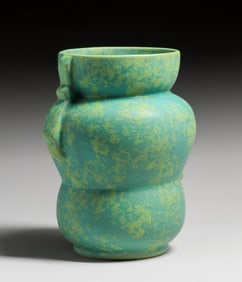 Weller Pottery Art Deco Mottled Matte Green Vase c1930s