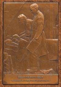Norman Rockwell Bronze Plaque "Freedom from Fear" c1942