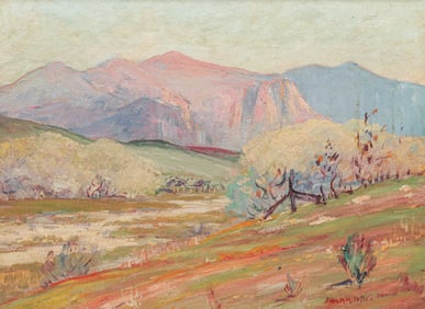 Anna Marie Valentien (1862-1947) San Diego Mountains Oil Painting c1920s
