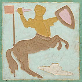 Large Wheatley Knight on Horseback Tile c1920s