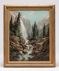 Ransome Gillet Holdredge (1836-1899) California Sierra Waterfall Painting c1880s