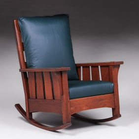 Arts & Crafts Oak Slatted Rocker c1910