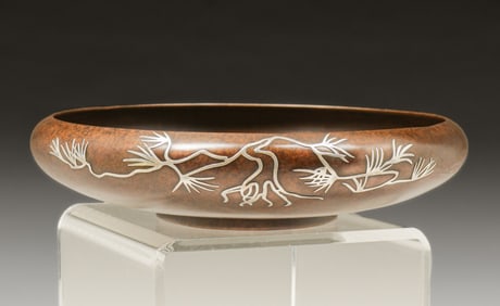 Heintz Sterling on Bronze Fruit Bowl c1915