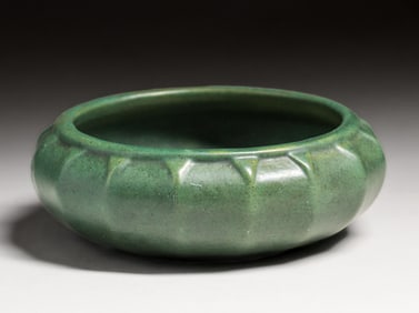 Zanesville Arts & Crafts Matte Green Bowl c1910s
