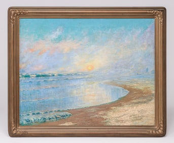 Frederick W. Southworth (1860-1946) Impressionist Sunset Painting Washington Coast 'Mists of the