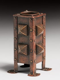 Austrian Hammered Copper & Brass Candlestick c1905