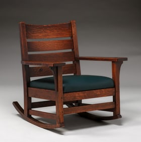 L&JG Stickley Heavy Ladderback Rocker c1910