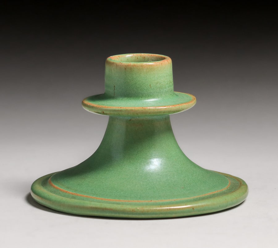 Paul Revere Pottery Lili Shapiro Matte Green Candlestick 1937 (1 of 4)