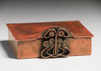 Harry St John Dixon Hammered Copper Puzzle Box c1920s