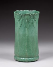 Weller Bedford Matte Green Umbrella Stand c1910