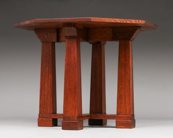 Arts & Crafts Prairie School Reverse-Tapered Table c1910