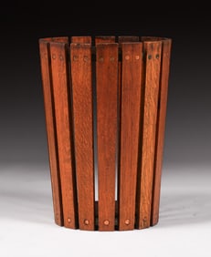 Oakcraft Furniture Co - Portland, MI Slatted Waste Basket c1910