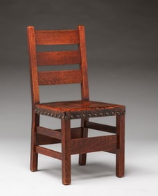Gustav Stickley #349 1/2 Heavy Ladderback Side Chair c1912-1915