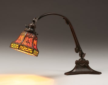 Handel Tropical Sunset Overlay Bridge Lamp c1910