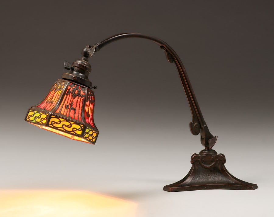 Handel Tropical Sunset Overlay Bridge Lamp c1910 (1 of 9)