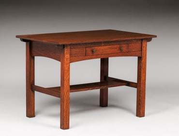 Limbert 42"w One-Drawer Library Table c1910