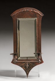 WMF - German Hammered Copper & Brass Art Nouveau Mirror c1905
