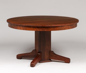 Arts & Crafts Oak 48"d Dining Table c1910
