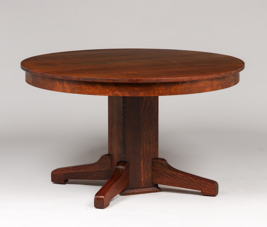 Arts & Crafts Oak 48"d Dining Table c1910 (1 of 3)