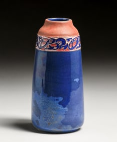 California Faience Four-Color Cuenca Decorated Vase c1920s