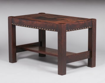 Early L&JG Stickley Onondaga #342 Leather-Top Library Table c1902-1904