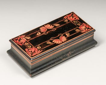 Arts & Crafts Period Hand Painted Wooden Box c1910