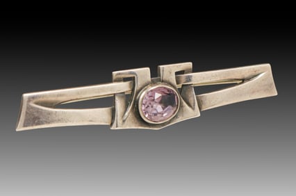Gracraft Shop - Estes Park, CO Prairie School Sterling Silver & Amethyst Brooch c1910