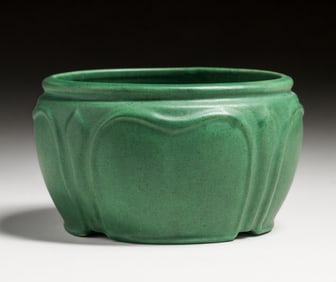 Owens Pottery #242 Matte Green Small Jardiniere c1910