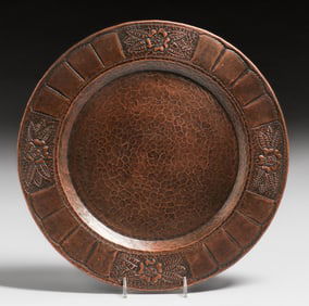 Mexican Arts & Crafts Hammered Copper Tray c1980s