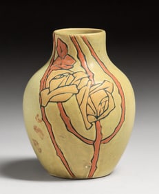 Weller Pottery Etched Mat Vase c1910s