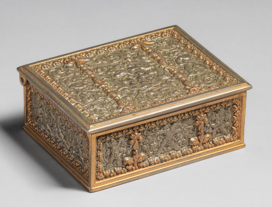 Early Erhard & Sohne - German Gilt & Silver-Plated Bronze Jewelry Box c1890s (1 of 12)