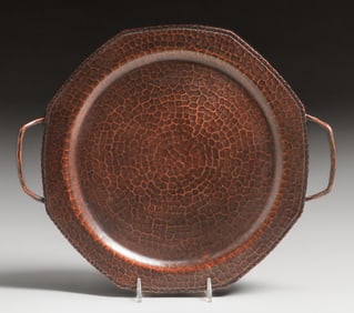 Roycroft Hammered Copper Two-Handled Tray c1920s