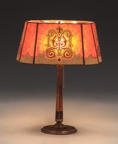 Arts & Crafts - Art Deco Period Parchment Mica Table Lamp c1920s