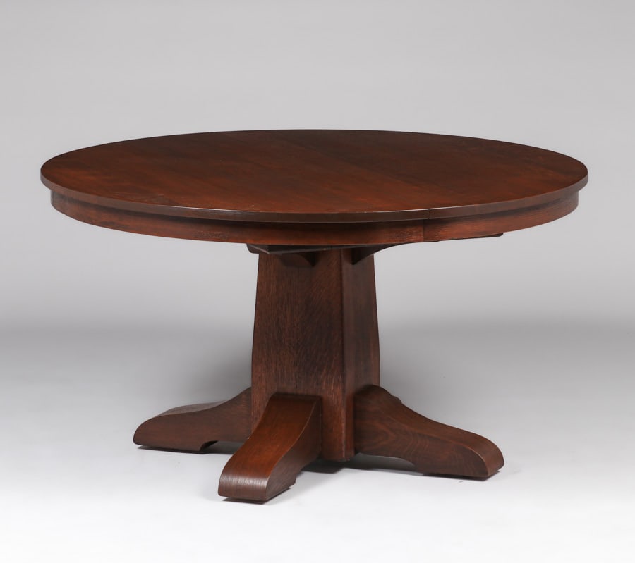 Gustav Stickley 54"d Pedestal Dining Table c1910 (1 of 4)
