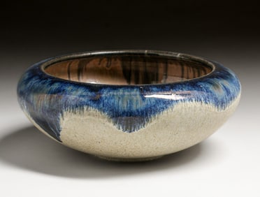 Fulper Pottery Cobalt Blue Drip Centerpiece Bowl c1910s