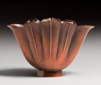 Marie Zimmerman - New York Hammered Copper Flared Vase c1920s