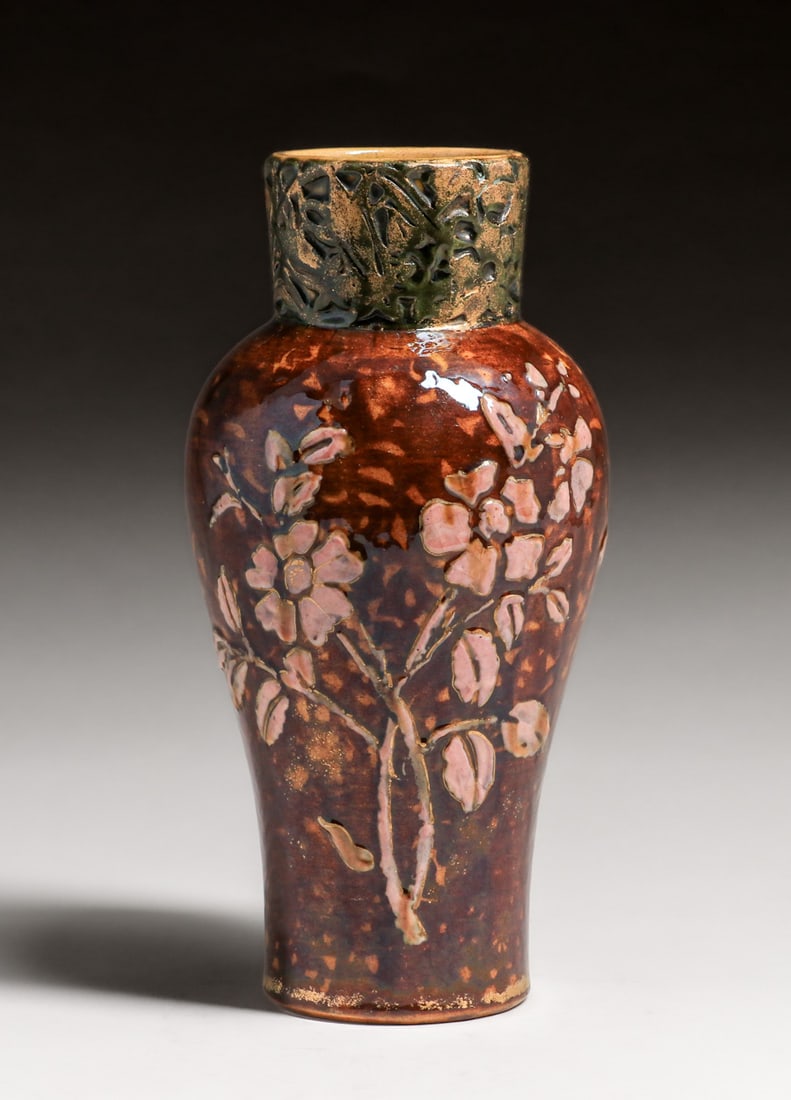 Theodore Haviland Aesthetic Movement Hand-Carved Butterfly Vase c1880s (1 of 6)