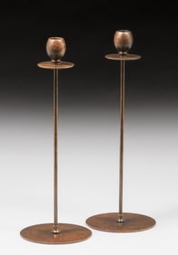 Chicago Prairie School Brass Candlesticks c1910