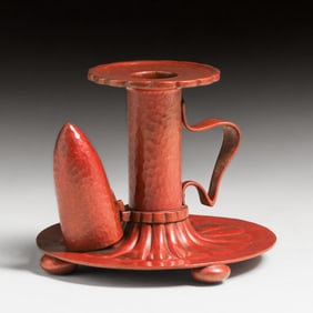 Gorham & Co Hammered Copper & Brass Candlestick c1900