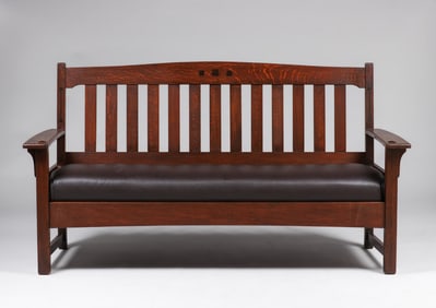 Limbert Ebon-Oak Bench Settle c1912-1915