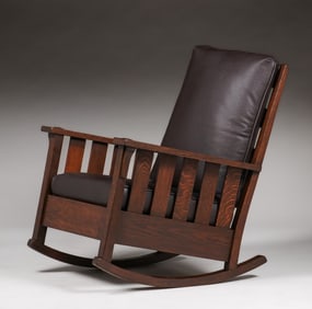 Gustav Stickley #323 Slatted Rocker c1910