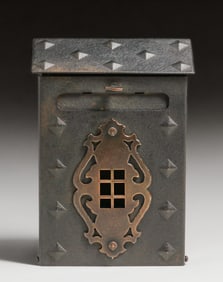 Arts & Crafts Period Iron & Brass Mailbox c1920