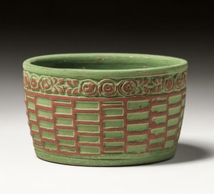 Weller Pottery Orris Matte Green Bowl c1920s